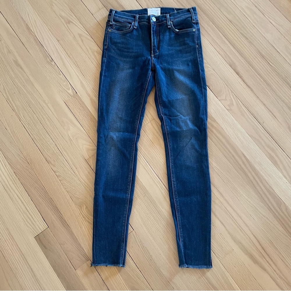 McGuire Dark Wash Stretch Skinny Raw Hem Ankle Jeans 27